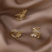 Fashion Three-dimensional Zircon Butterfly Ring main image 4