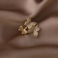 Fashion Three-dimensional Zircon Butterfly Ring main image 5