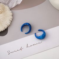 Fashion Blue Marble Acrylic Ring main image 3