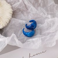 Bague Acrylique En Marbre Bleu À La Mode main image 4