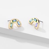 Fashion Rainbow Shape Rhinestone Stud Earrings main image 3
