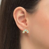 Fashion Rainbow Shape Rhinestone Stud Earrings main image 4