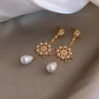 Korea Schneeflocke Perle Wassertropfen Lange Quaste Ohrringe main image 4