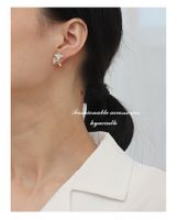 Korea Leaf Rhinestone Alloy Earrings main image 5