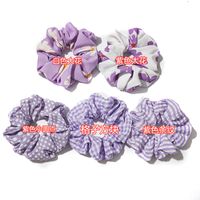 New Purple Simple Striped Floral Hair Scrunchies main image 4