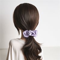 New Purple Simple Striped Floral Hair Scrunchies main image 5