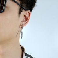 Korea Leaf Tassel Stainless Steel Earrings main image 5