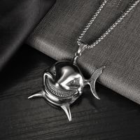 Retro Clown Fish Evil Smiling Face Stainless Steel Men's Necklace main image 3