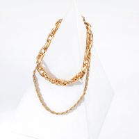 Fashion Double Layer Alloy Thick Chain Necklace main image 4