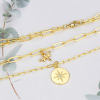 Fashion Diamond Eight-pointed Star Double Layered Copper Necklace main image 4