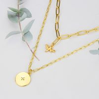 Fashion Diamond Eight-pointed Star Double Layered Copper Necklace main image 6
