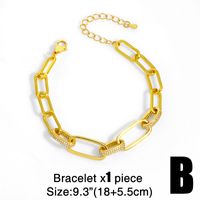 Hip Hop Geometric Diamond Copper Short Necklace Two-pieces Set sku image 1