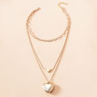 Big Peach Heart Three-layer Chain Necklace main image 3