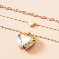 Big Peach Heart Three-layer Chain Necklace main image 5