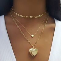Big Peach Heart Three-layer Chain Necklace sku image 1