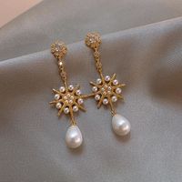 Korea Schneeflocke Perle Wassertropfen Lange Quaste Ohrringe sku image 1