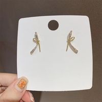 Korea Bow Rhinestone Alloy Earrings sku image 1