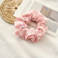 New Fashion Pink Polka Dot Striped Hair Scrunchies sku image 3