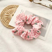 New Fashion Pink Polka Dot Striped Hair Scrunchies sku image 5