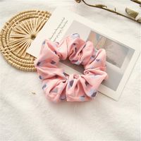 New Fashion Pink Polka Dot Striped Hair Scrunchies sku image 8