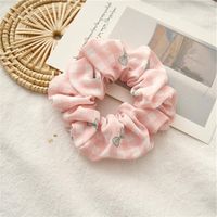 New Fashion Pink Polka Dot Striped Hair Scrunchies sku image 9
