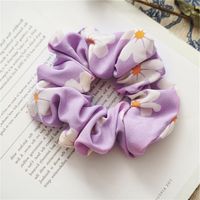 New Purple Simple Striped Floral Hair Scrunchies sku image 1