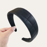 Korean Solid Color Crimping Leather Broad-sided Headband sku image 1
