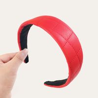 Korean Solid Color Crimping Leather Broad-sided Headband sku image 3