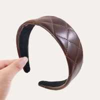 Korean Solid Color Crimping Leather Broad-sided Headband sku image 5