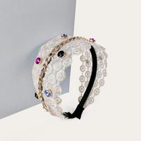 Retro Pearl-studded Lace Flat Headband sku image 5