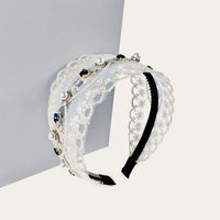 Retro Pearl-studded Lace Flat Headband sku image 8