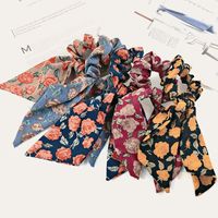 Korean Floral Streamer Fabric Hair Scrunchies main image 4