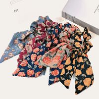 Korean Floral Streamer Fabric Hair Scrunchies main image 5