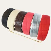 Korean Solid Color Crimping Leather Broad-sided Headband main image 1