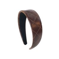 Korean Solid Color Crimping Leather Broad-sided Headband main image 6