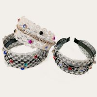 Retro Pearl-studded Lace Flat Headband main image 5