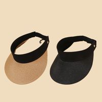 Fashion Wide Brim Breathable Sunscreen Sunshade Empty Top Straw Hat main image 5