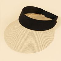 Fashion Wide Brim Breathable Sunscreen Sunshade Empty Top Straw Hat sku image 3