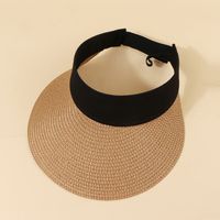 Fashion Wide Brim Breathable Sunscreen Sunshade Empty Top Straw Hat sku image 5