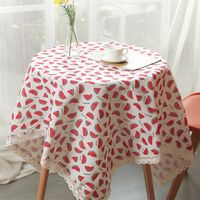 Cotton Linen Watermelon Printed Tablecloth Refrigerator Washing Machine Cover main image 1