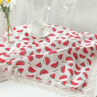 Cotton Linen Watermelon Printed Tablecloth Refrigerator Washing Machine Cover main image 3