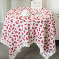 Cotton Linen Watermelon Printed Tablecloth Refrigerator Washing Machine Cover main image 5