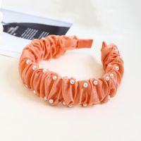 Fashion Solid Color Bright Silk Cloth Nail Pearl Headband Hairpin sku image 1