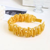 Fashion Solid Color Bright Silk Cloth Nail Pearl Headband Hairpin sku image 4