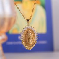 Retro Virgin Mary Copper Inlaid Zirconium Necklace main image 3