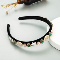 Baroque Geometric Pearl Rhinestone Cloth Headband main image 3