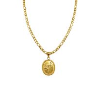 Fashion Titanium Steel Gold Coin Necklace Set main image 6