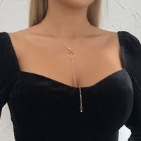 Simple Square Diamond Long Pendant Necklace main image 4