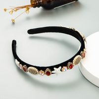 Barock Geometrisches Perlen Strass Stoff Stirnband sku image 1