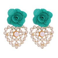 Fashion Geometric Heart-shaped Inlaid Rhinestone Flower Earrings sku image 3